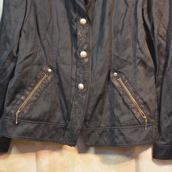 TUZZI Black Jacket Gold Trim SZ 14 - Picture 2 of 5
